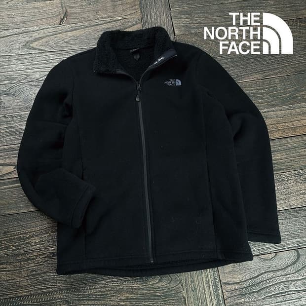 [노스페이스] 로고 자수 플리스 후리스 집업 자켓 블랙 M19666