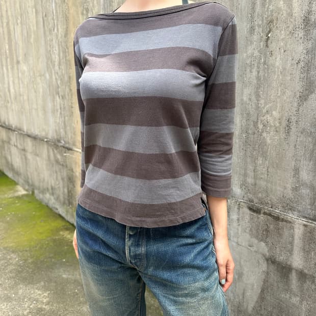 Agnes B stripe pattern 3-quarter sleeve