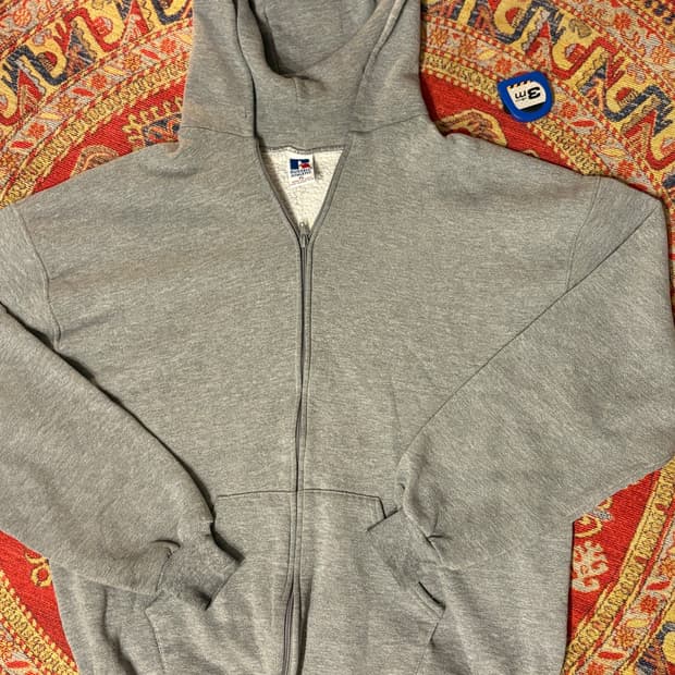 90s 러셀 빈티지 미제 후드집업 그레이