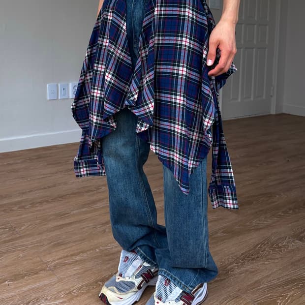 RHNDE 셔츠 레이어드 데님 팬츠