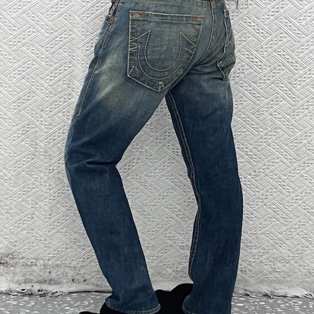 트루릴리전 BOBBY 빅티 레트로 빈티지 데님팬츠 34인치 C09166