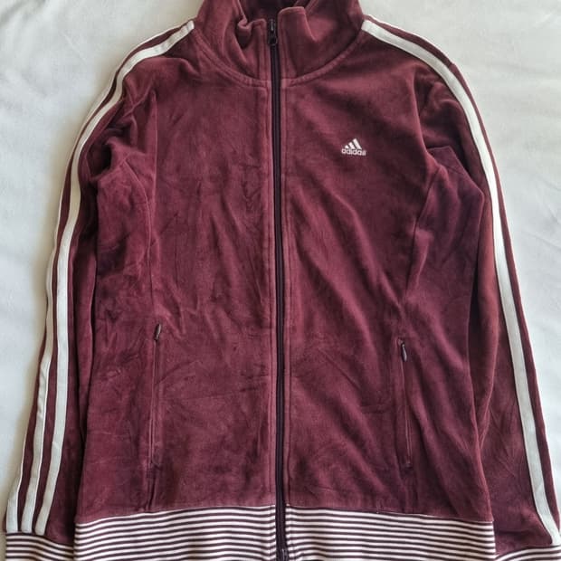 빈티지 아디다스 와인 벨벳 집업
