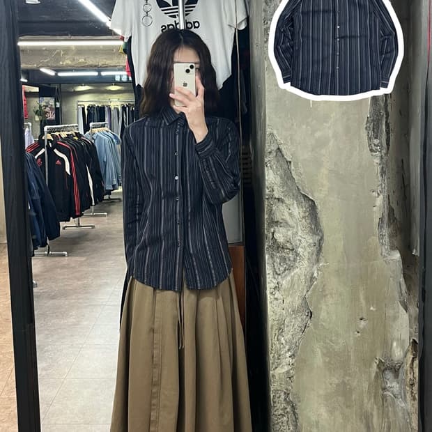 캘빈 클라인 스트라이프 셔츠 블랙 키즈14 #csz2449