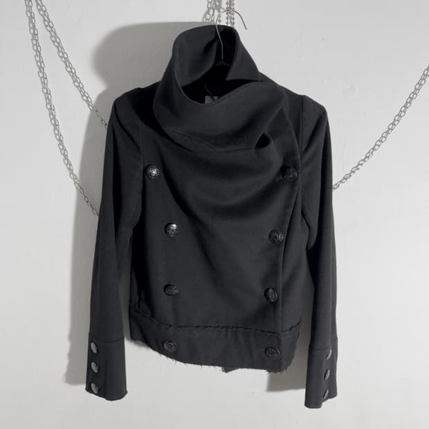 스텔라맥카트니 하이넥 드레이프 펜싱자켓 크롭코트