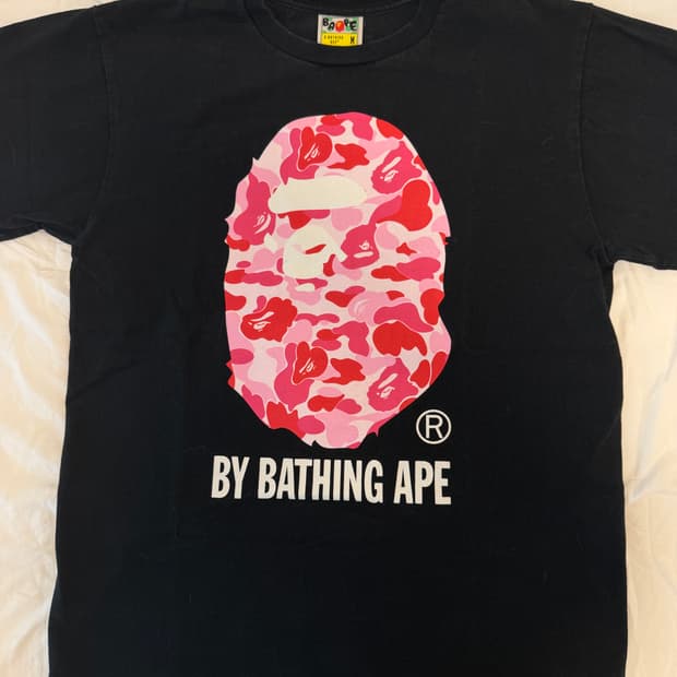 베이프 핑크 카모 반팔 M