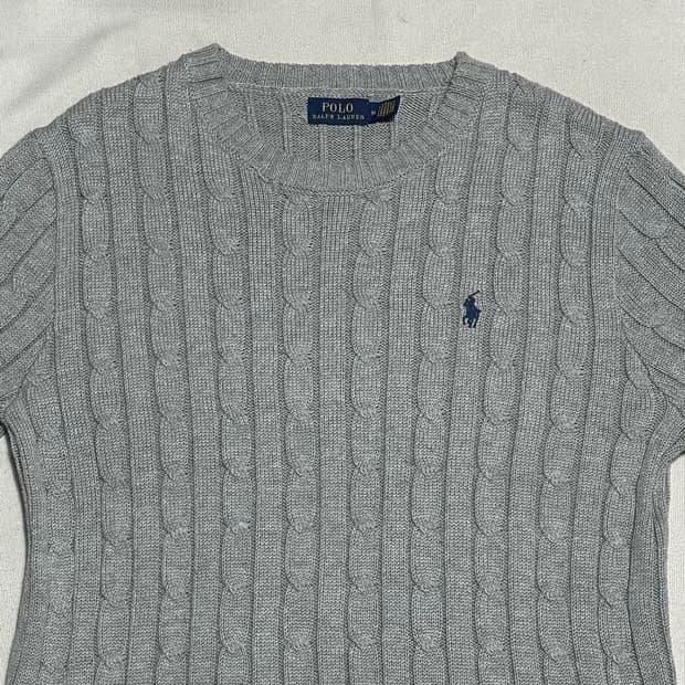 M 폴로랄프로렌 그레이 케이블 반팔 니트