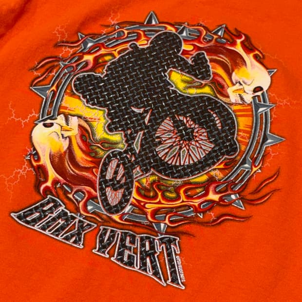 USA BMX VERT 모터사이클 오렌지 빈티지 반팔 티셔츠