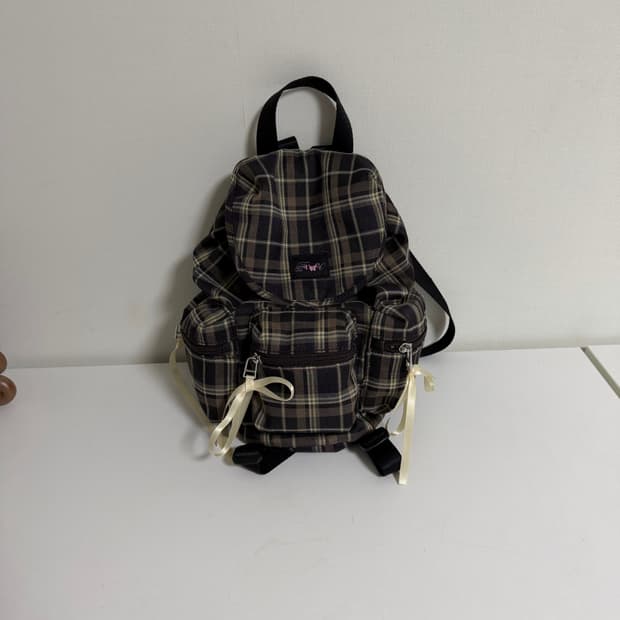 페넥 체크 미니 백팩