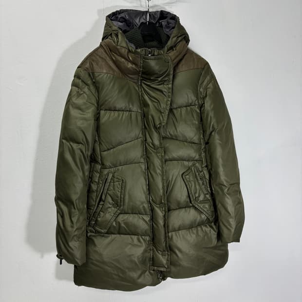 우먼M 타임 카키 니트레이어드 덕다운 패딩