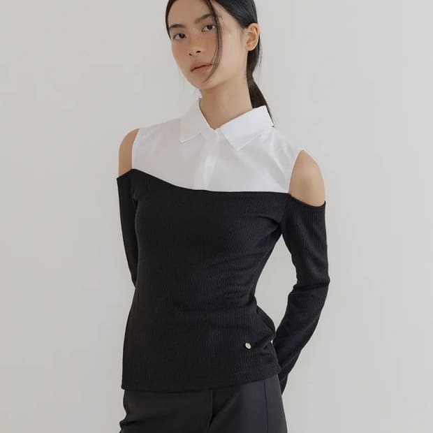 LUCIR ZU 루시르주 오프숄더 셔츠 탑