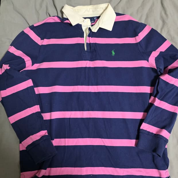 폴로 아이코닉 럭비 핑크 네이비 L
