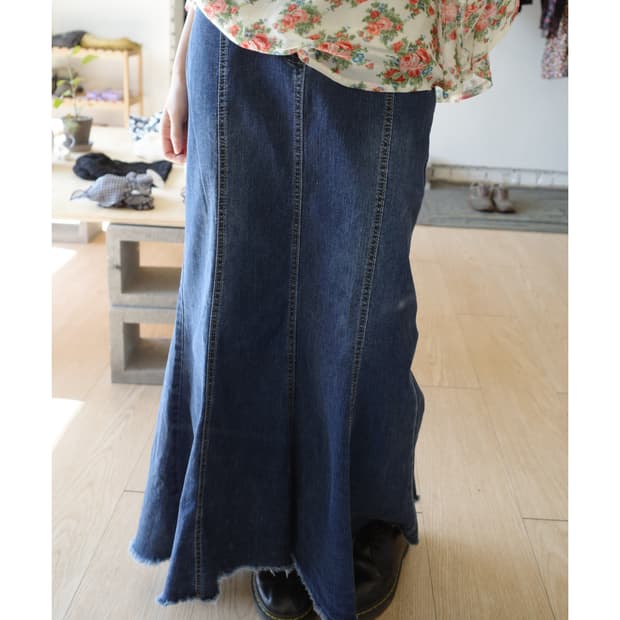 데님 롱스커트 