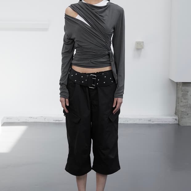 WAIST STRING CAPRI CARGO PANTS