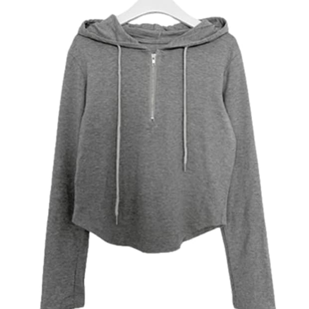 그레이 후드 롱슬리브