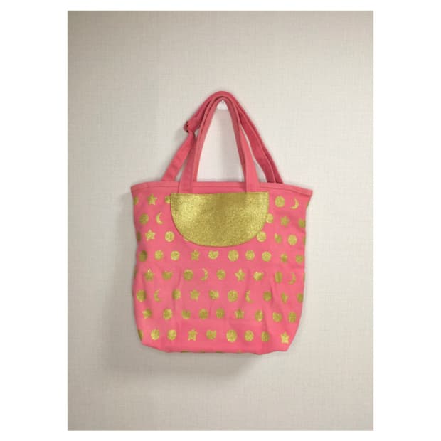 츠모리치사토 핑크 골드 별 무늬 토트백 크로스백
