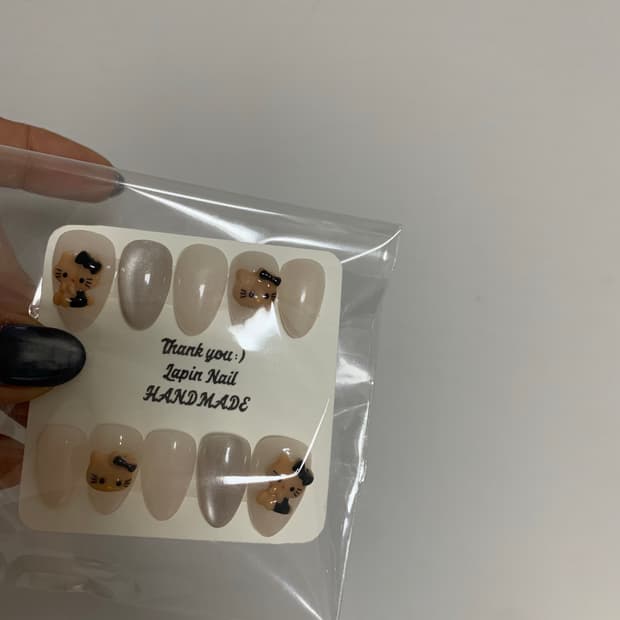 태닝키티 수제 네일팁 / 새제품 / 손 사이즈 L 숏오발