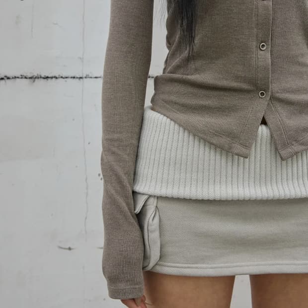 Folded Knit Skirt Shorts / Light Grey