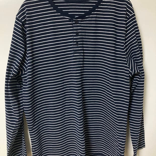 JAJU 자주 스트라이프 헨리넥 티셔츠 XL