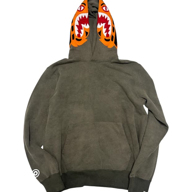 베이프 BAPE 샤크 타이거 후드티 올리브