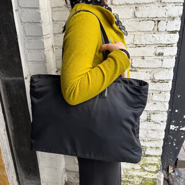 coach hard nylon tote bag (leather strap