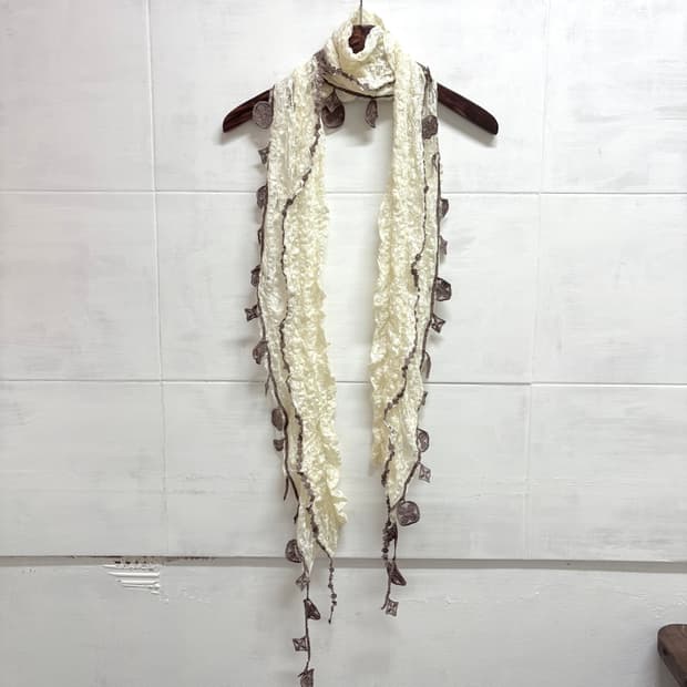 아이보리 레이스 장식 스카프 머플러 (JPN)