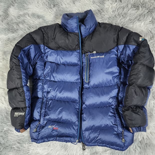 몽벨 Windstopper EX800 블루/블랙 구스 패딩 점퍼