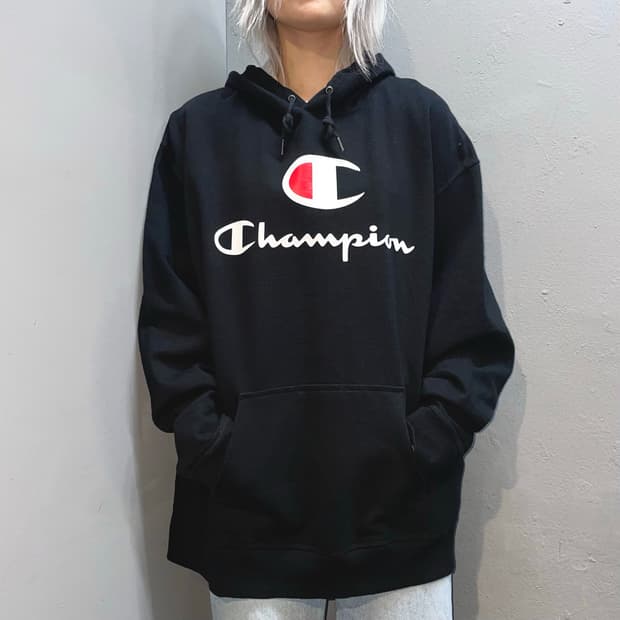 Champion 로고 후드 티셔츠