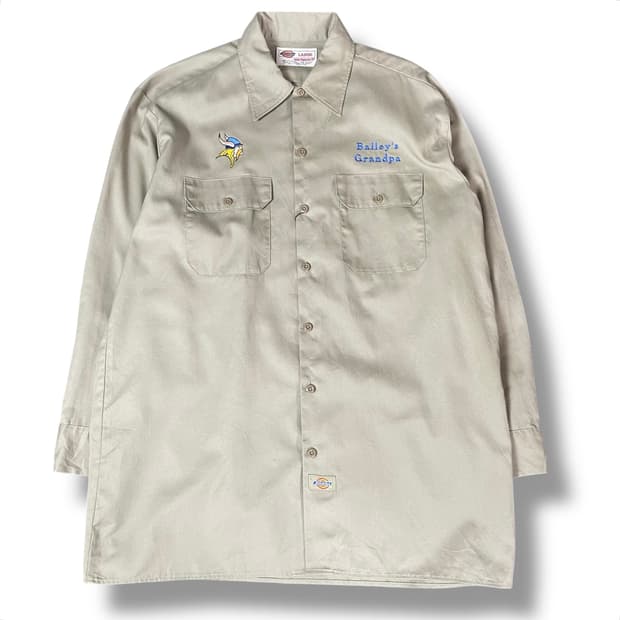 디키즈 미네소바 바이킹스로고 베이지 워크셔츠 L