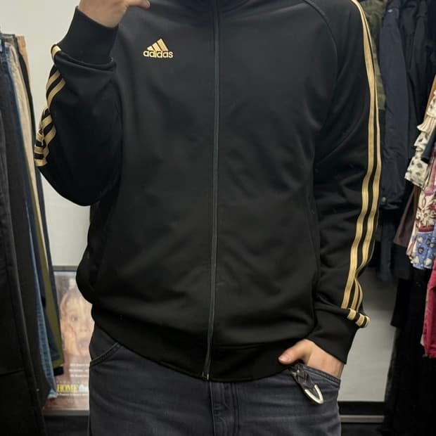 아디다스 검골 블랙 골드 올드스쿨 져지 저지 트랙탑 집업 XL 105