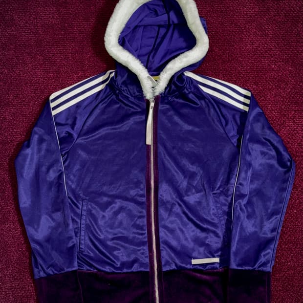 아디다스 퍼 투웨이 후드집업 퍼플 M