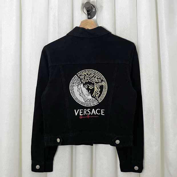 베르사체 블랙 백빅로고 트러커 자켓