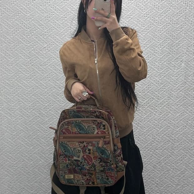 빈티지 키치 미키마우스 카툰패턴 백팩 C07276