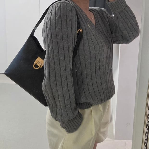 FERRGAMO 페레가모 정품 빈티지 트리폴리오 사피아노 간치니 숄더백