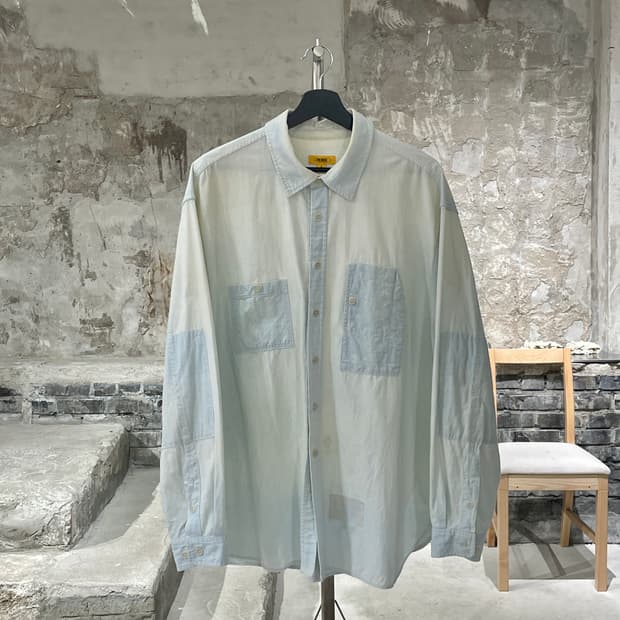 더레스큐 파우더 워싱 패치 샴브레이 셔츠