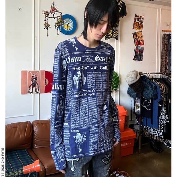 00s John Galliano Newspaper Long-Sleeve