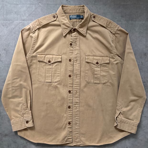 Polo 폴로 랄프로렌 90’s 스텐실로고 베이지 워크 셔츠