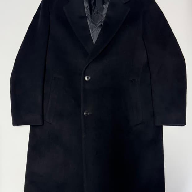지오송지오 캐시미어 혼방 투 버튼 싱글 울 코트 블랙 95