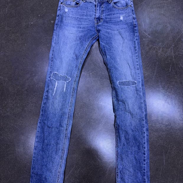 세인 슬림 스키니핏 빈티지 워싱 디스트로이드 데님팬츠 46
