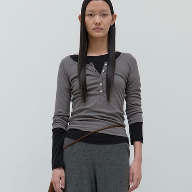 리포스 헨리넥 deep line henley neck t-shirts