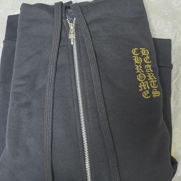 크롬하츠 버티컬 로고 플리스 후드집업 아미 그린