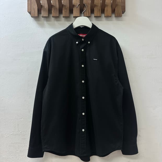 Supreme 슈프림 스몰 박스 로고 자수 블랙 옥스포드 버튼다운 셔츠