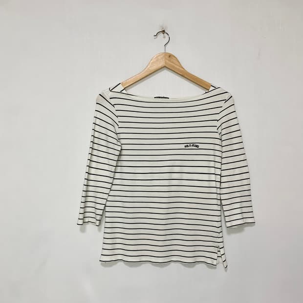 폴로 랄프로렌 폴로진스 스트라이프 7부 소매 티셔츠 롱슬리브 00s