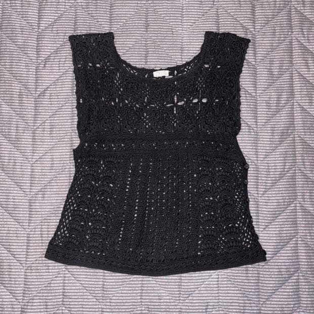 Black crochet vest