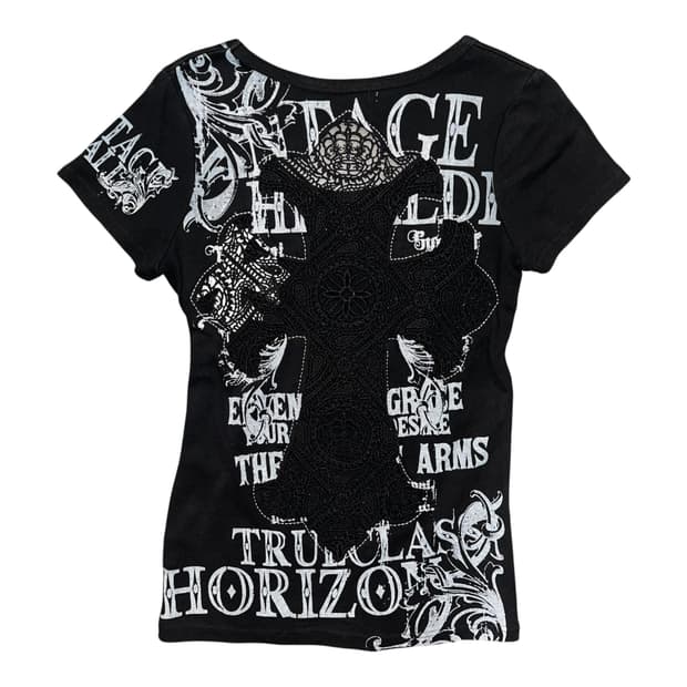 DURER 듀러 크로쉐 십자 프린팅 반팔티 y2k펑크갸루