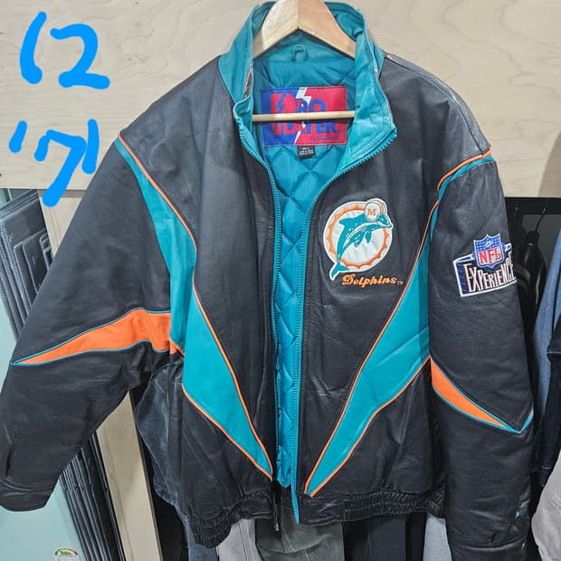 빈티지 프로플레이어 NFL 마이애미돌핀스 레더자켓