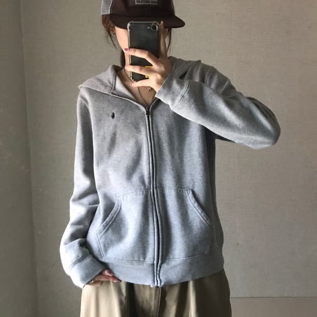 폴로 그레이 후드집업