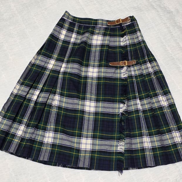 모리걸st 그린 타탄체크 플리츠 킬트 스커트
