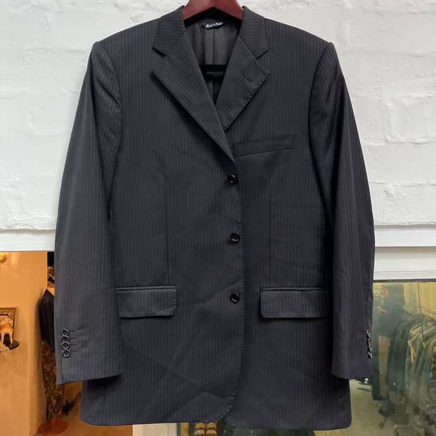 Zegna 블랙 남성 스트라이프 블레이저 42