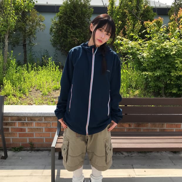 Columbia Navy Hooded Windbreaker