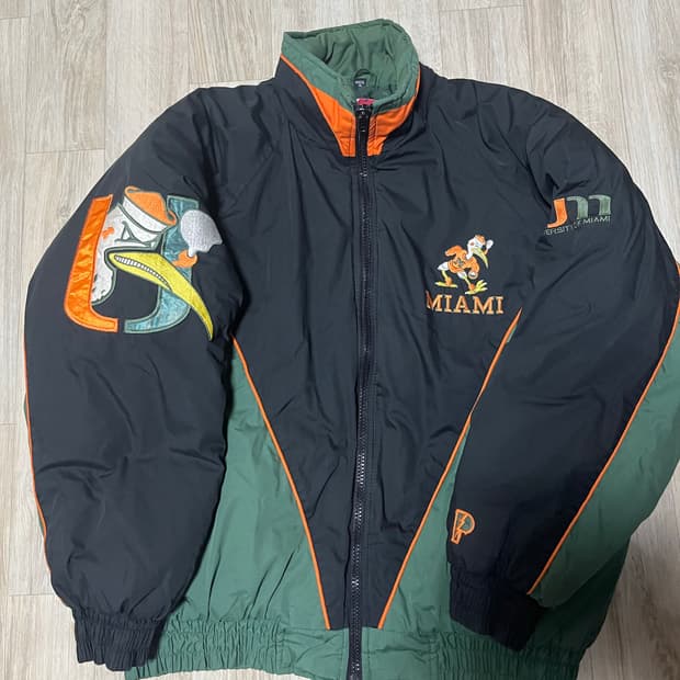 90s 빈티지 프로 플레이어 마이애미 허리케인즈 윈드브레이커 자켓 xl